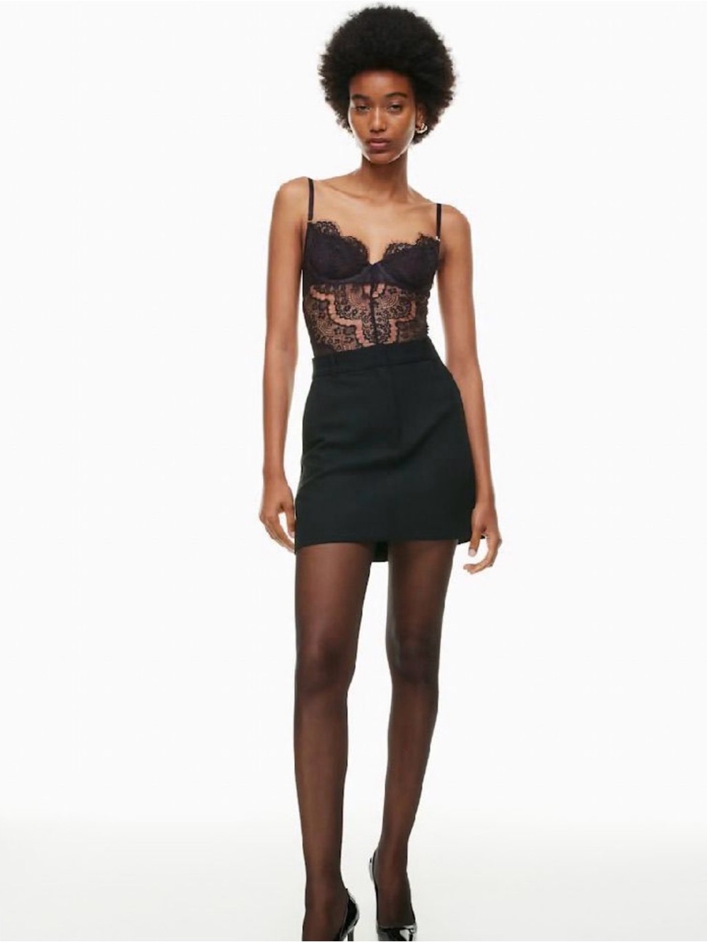 Black Lace Bodysuit with Slim Straps